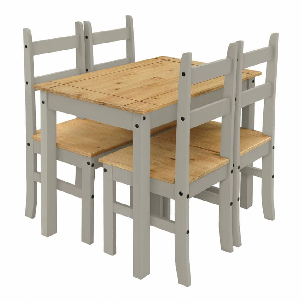 eoshop Stôl + 4 stoličky CORONA 3 vosk/sivá